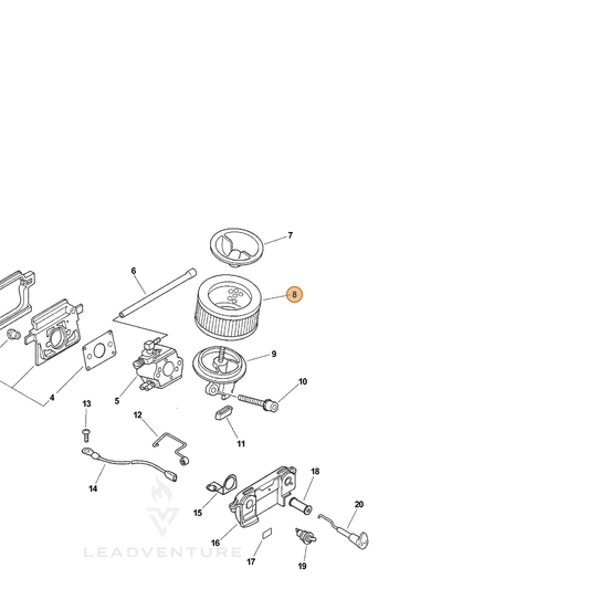 ECHO part 13031038331 — IPL diagram snippet (6x zoom, amber highlight)