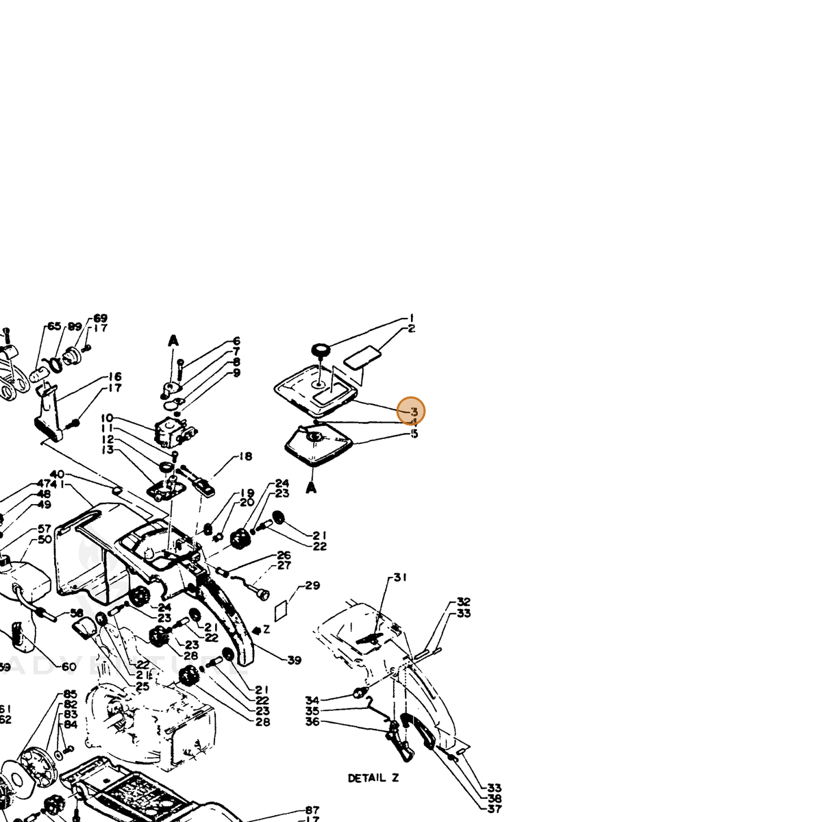 ECHO part 13031314531 — IPL diagram snippet (6x zoom, amber highlight)