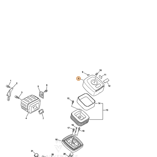 ECHO part 13031320860 — IPL diagram snippet (6x zoom, amber highlight)