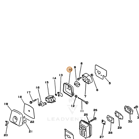 ECHO part 13031405060 — IPL diagram snippet (6x zoom, amber highlight)
