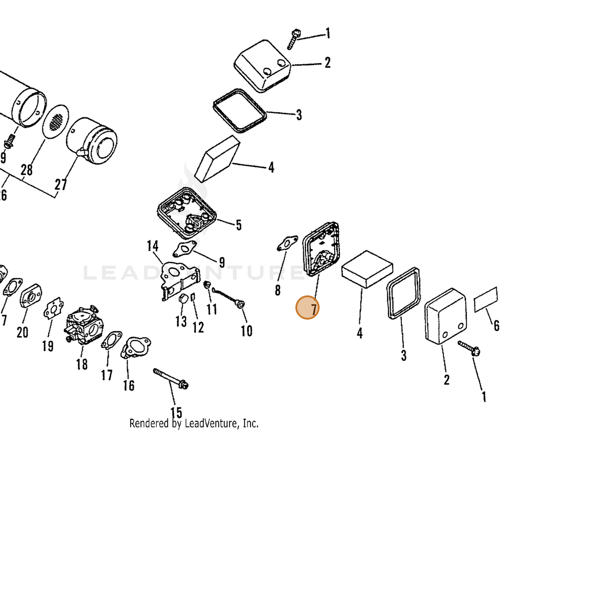 ECHO part 13031410460 — IPL diagram snippet (6x zoom, amber highlight)