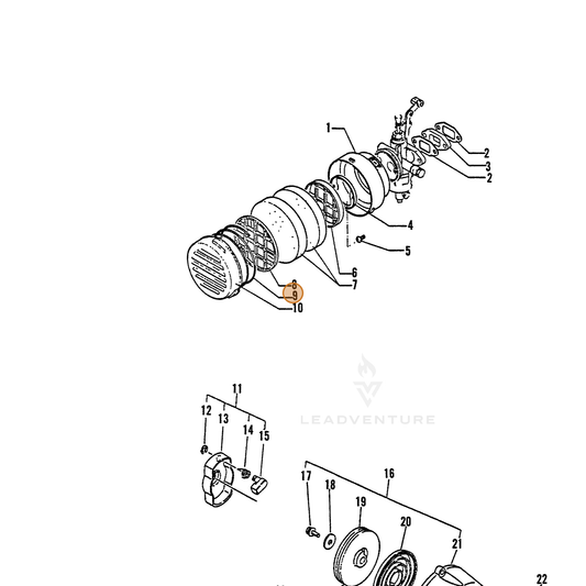 ECHO part 13031600410 — IPL diagram snippet (6x zoom, amber highlight)