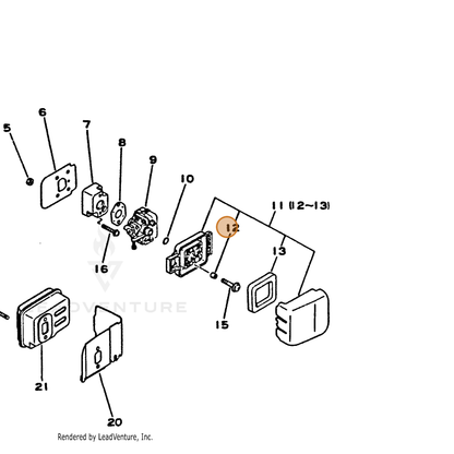 ECHO part 13032744330 — IPL diagram snippet (6x zoom, amber highlight)