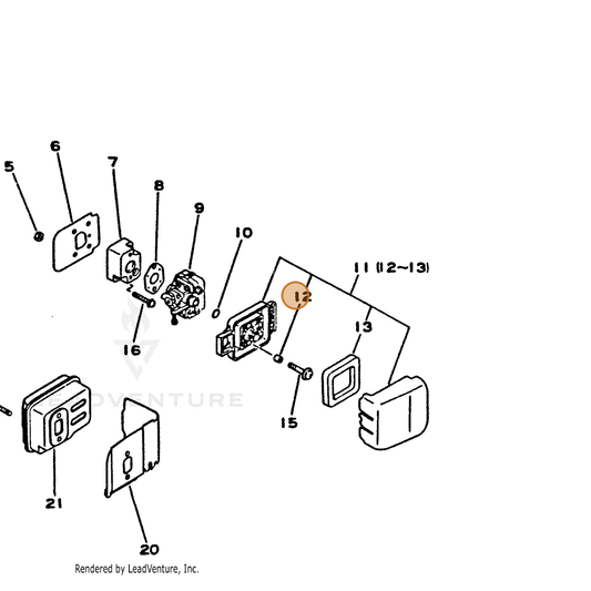 ECHO part 13032744330 — IPL diagram snippet (6x zoom, amber highlight)