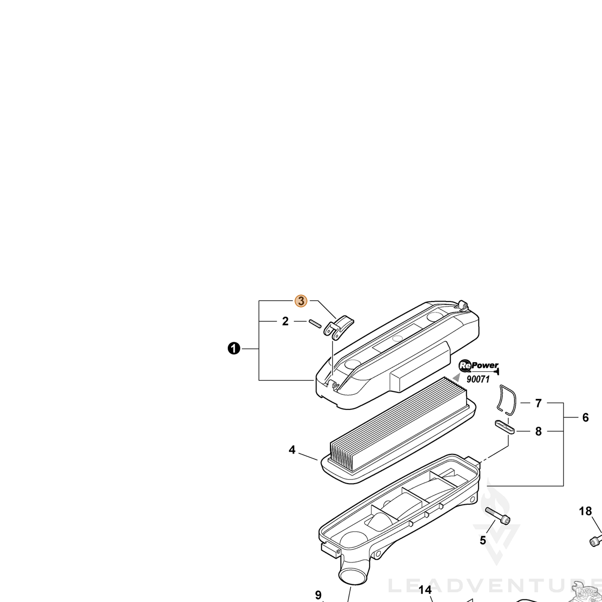 ECHO part 13034108260 — IPL diagram snippet (6x zoom, amber highlight)