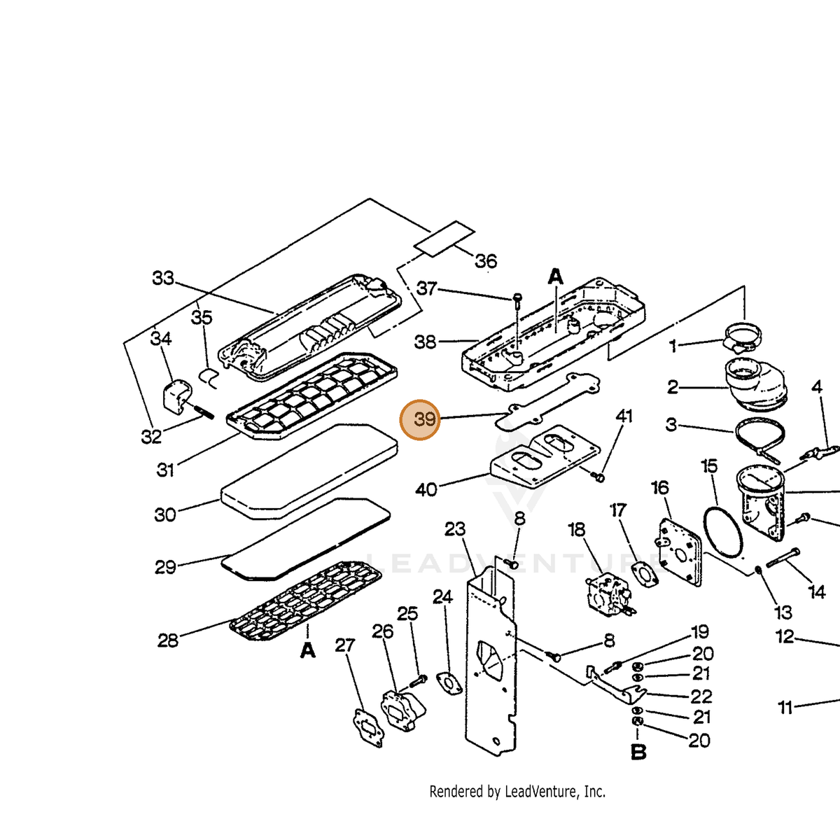ECHO part 13035504261 — IPL diagram snippet (6x zoom, amber highlight)