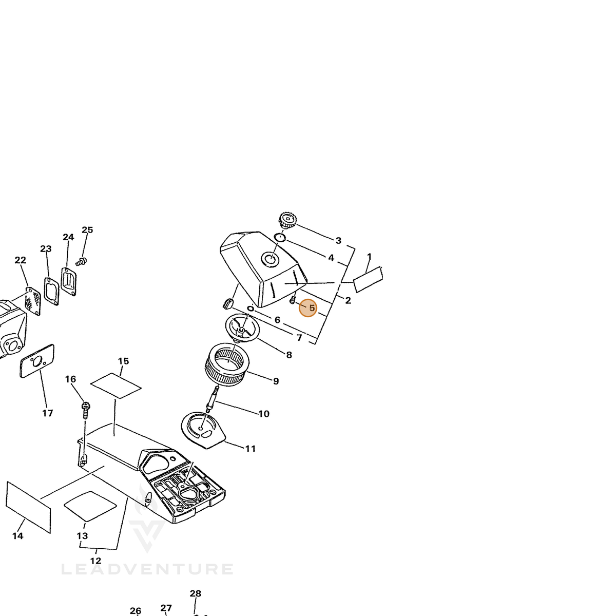 ECHO part 13036633330 — IPL diagram snippet (6x zoom, amber highlight)