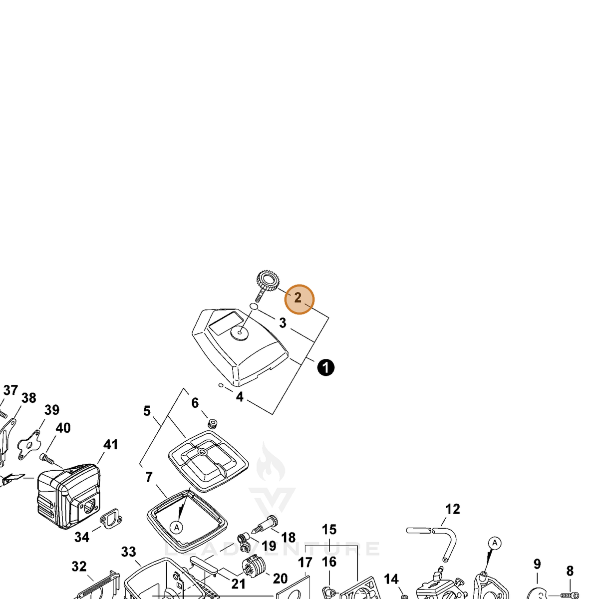 ECHO part 13040630830 — IPL diagram snippet (6x zoom, amber highlight)