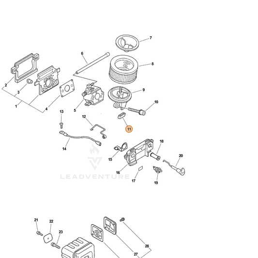 ECHO part 13043038330 — IPL diagram snippet (6x zoom, amber highlight)