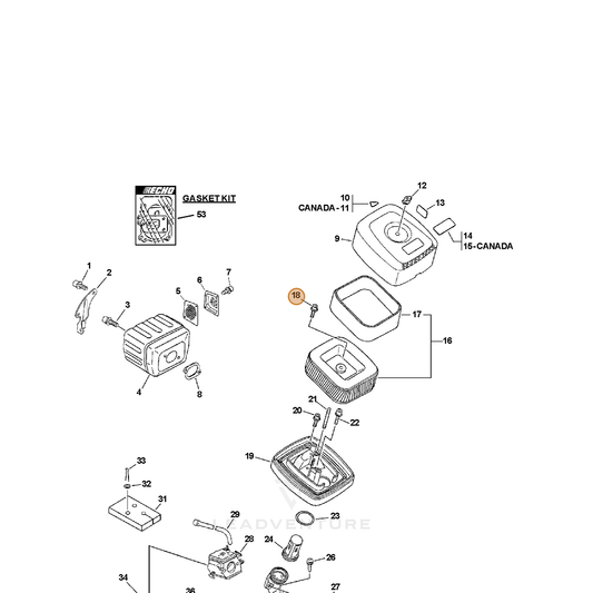 ECHO part 13043507060 — IPL diagram snippet (6x zoom, amber highlight)