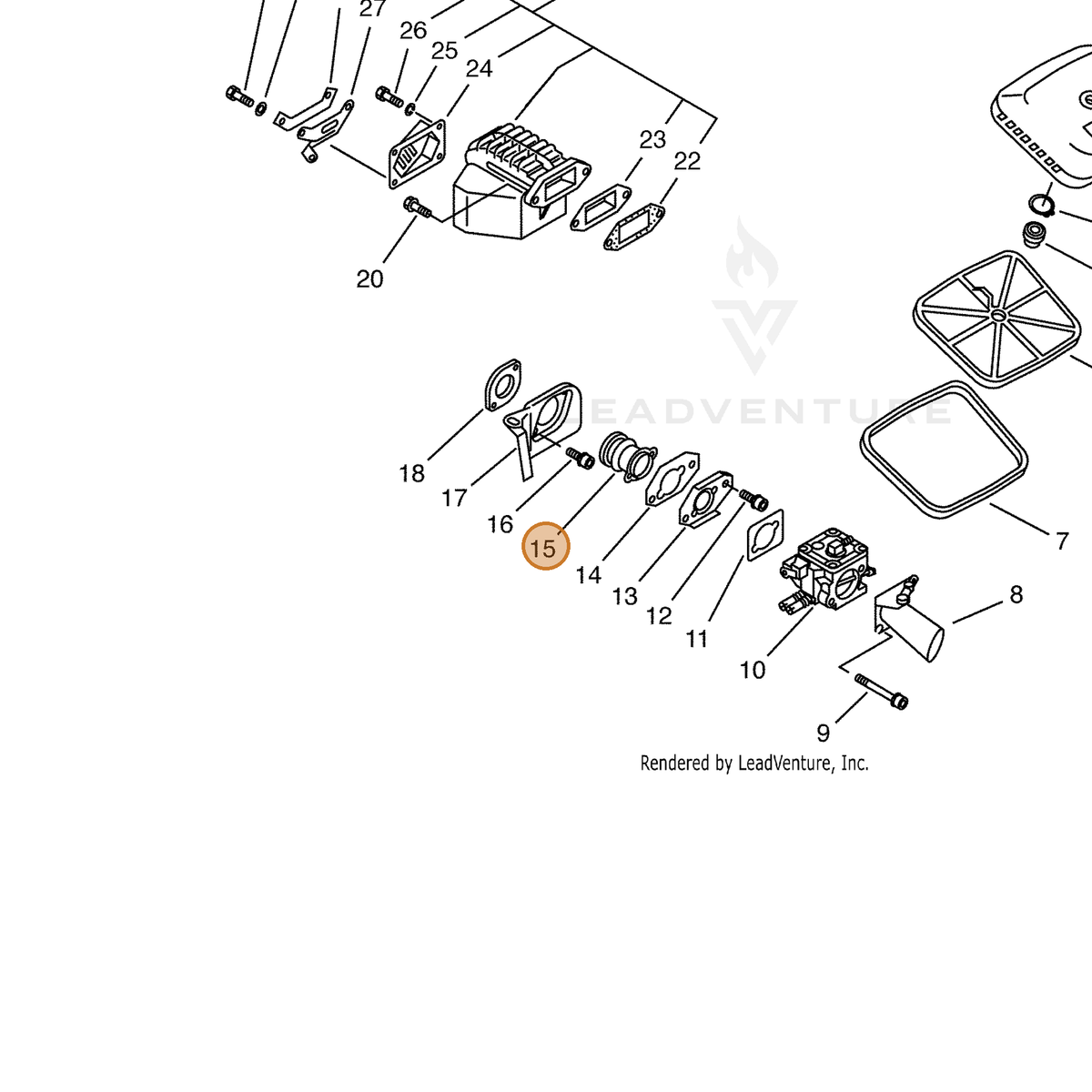 ECHO part 13051016431 — IPL diagram snippet (6x zoom, amber highlight)