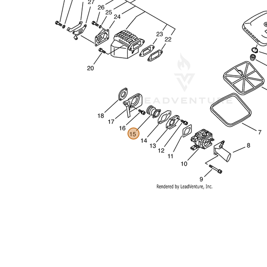 ECHO part 13051016431 — IPL diagram snippet (6x zoom, amber highlight)