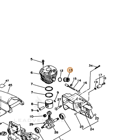 ECHO part 13051019832 — IPL diagram snippet (6x zoom, amber highlight)