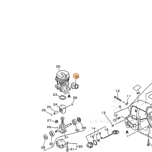 ECHO part 13051635430 — IPL diagram snippet (6x zoom, amber highlight)