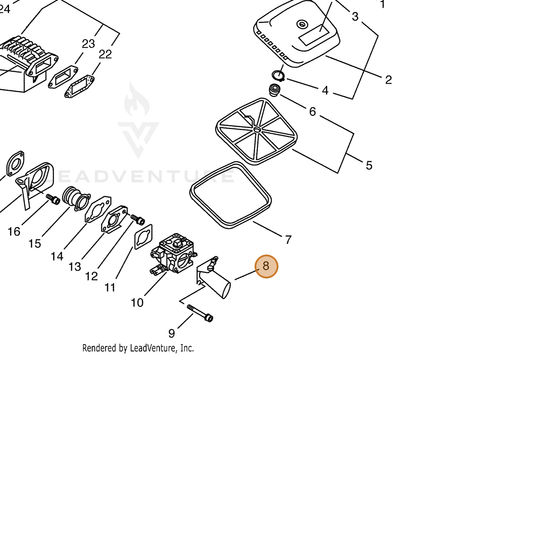 ECHO part 13071416430 — IPL diagram snippet (6x zoom, amber highlight)