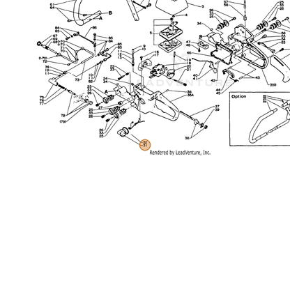 ECHO part 13100414732 — IPL diagram snippet (6x zoom, amber highlight)