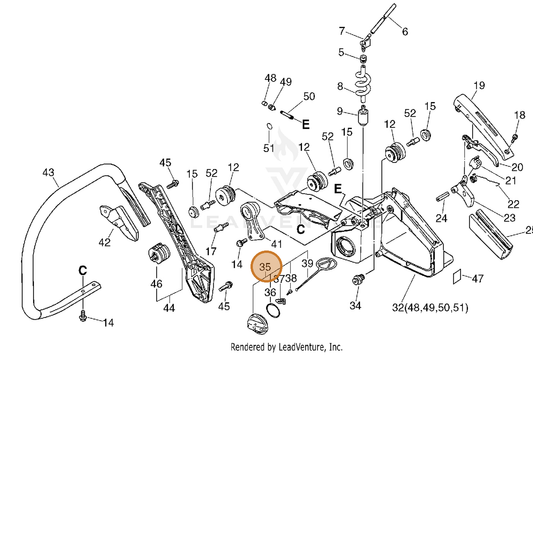 ECHO part 13100419832 — IPL diagram snippet (6x zoom, amber highlight)