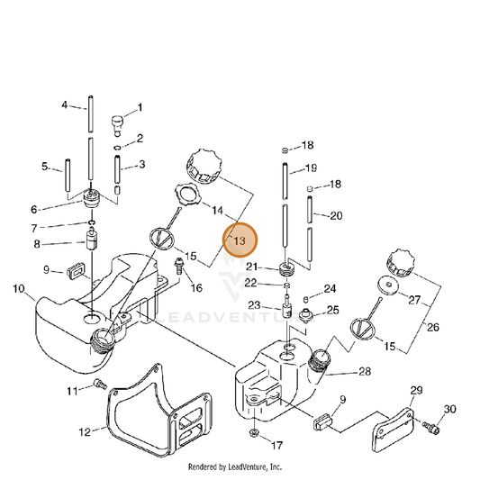 ECHO part 13100454930 — IPL diagram snippet (6x zoom, amber highlight)