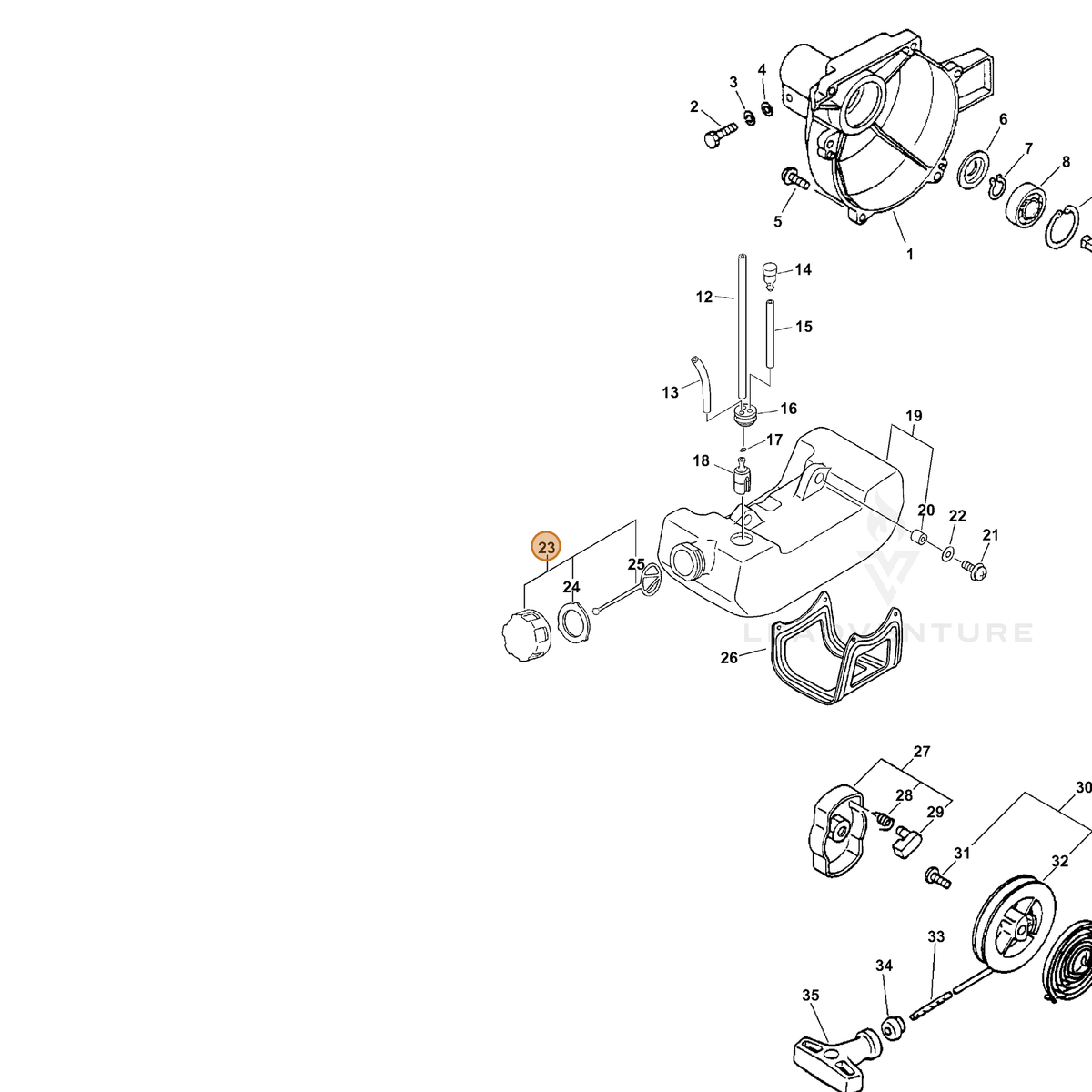ECHO part 13100455630 — IPL diagram snippet (6x zoom, amber highlight)