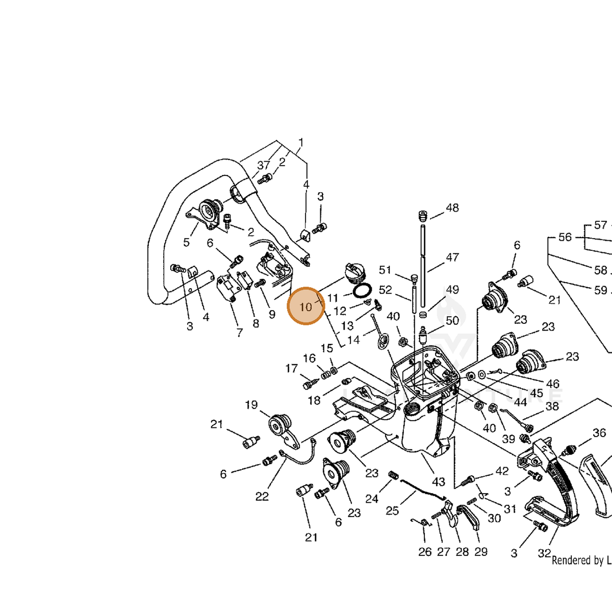 ECHO part 13100460730 — IPL diagram snippet (6x zoom, amber highlight)