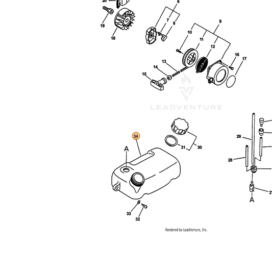 ECHO part 13100509561 — IPL diagram snippet (6x zoom, amber highlight)