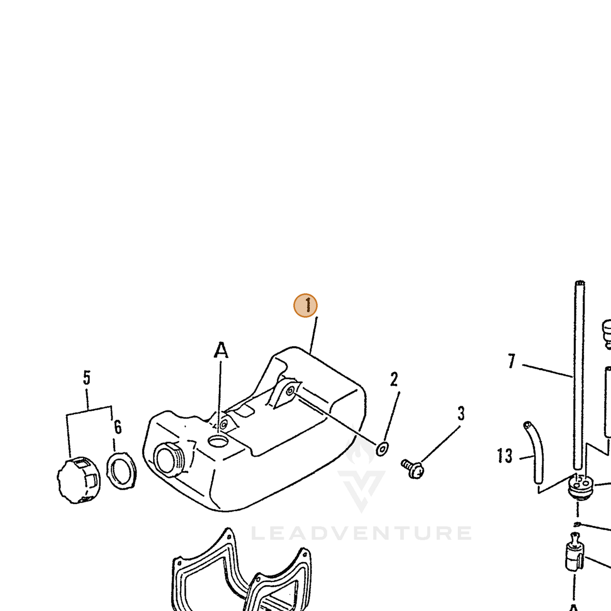 ECHO part 13100544332 — IPL diagram snippet (6x zoom, amber highlight)