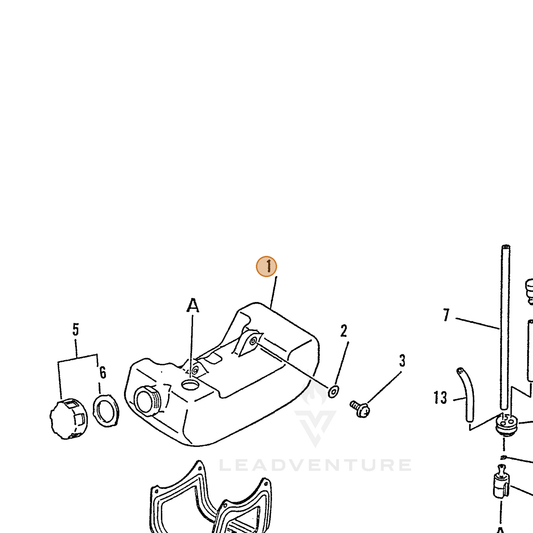 ECHO part 13100544332 — IPL diagram snippet (6x zoom, amber highlight)