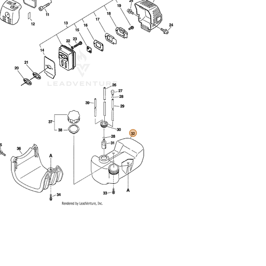 ECHO part 13100556532 — IPL diagram snippet (6x zoom, amber highlight)