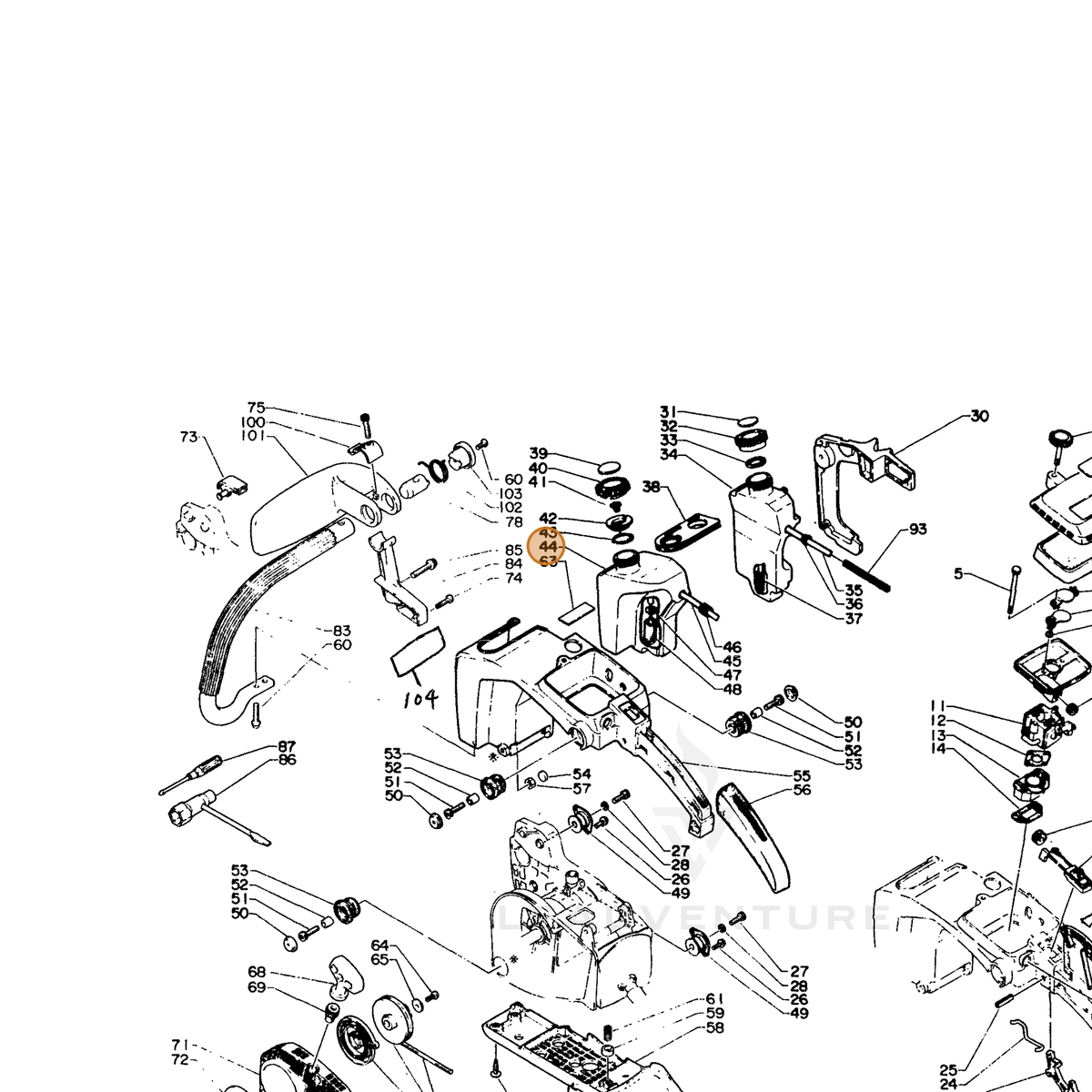 ECHO part 13101015131 — IPL diagram snippet (6x zoom, amber highlight)