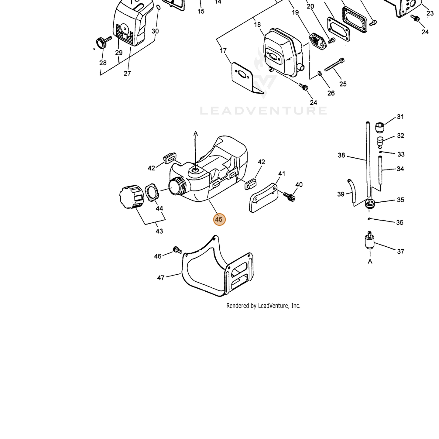 ECHO part 13101055431 — IPL diagram snippet (6x zoom, amber highlight)