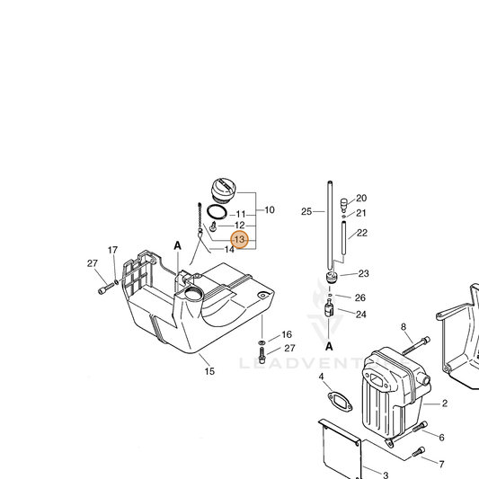 ECHO part 13102314730 — IPL diagram snippet (6x zoom, amber highlight)