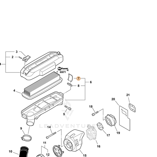 ECHO part 13103208360 — IPL diagram snippet (6x zoom, amber highlight)