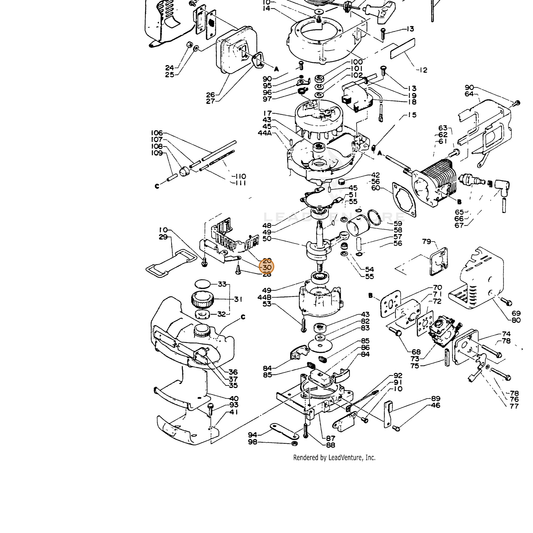 ECHO part 13191002960 — IPL diagram snippet (6x zoom, amber highlight)