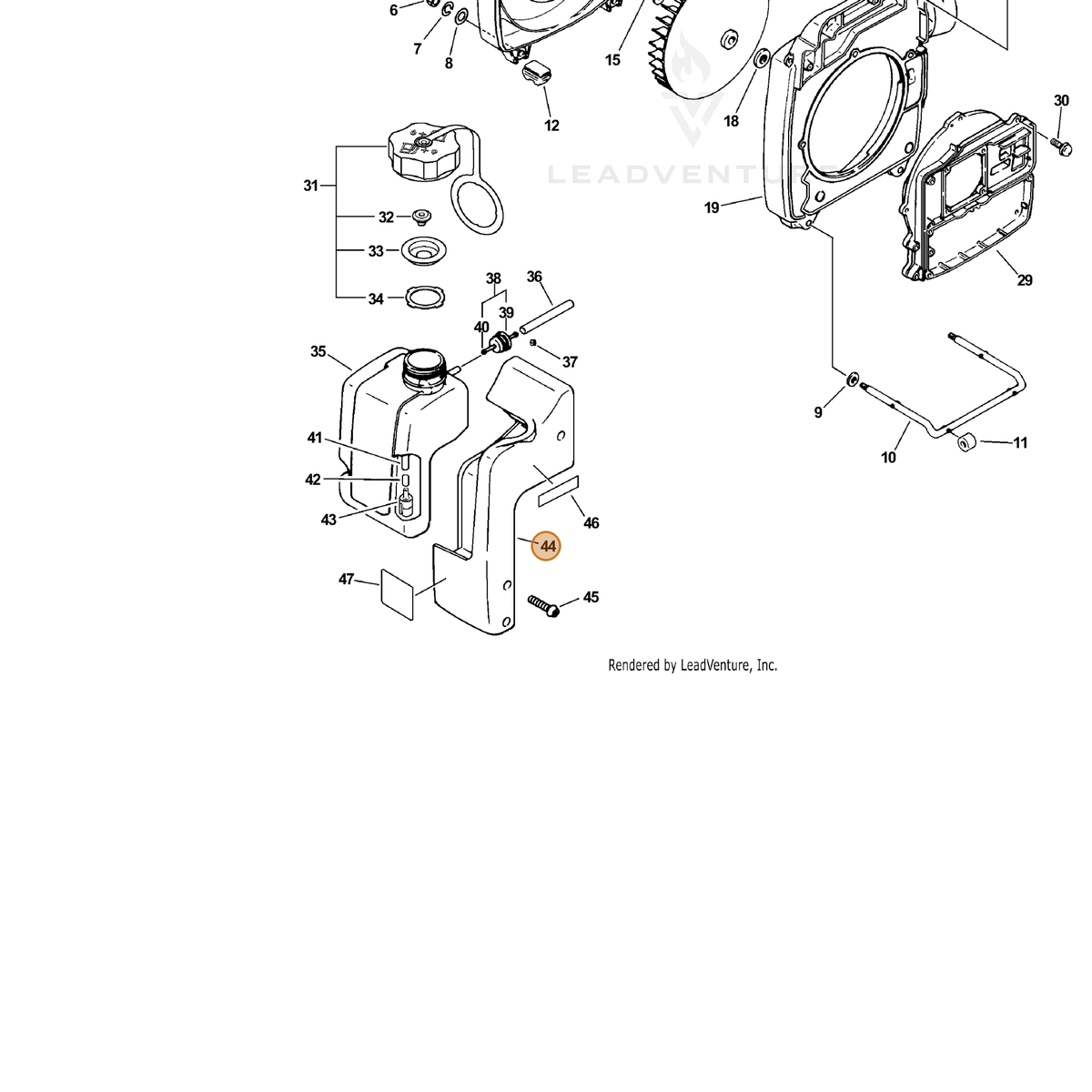 ECHO part 13191003360 — IPL diagram snippet (6x zoom, amber highlight)