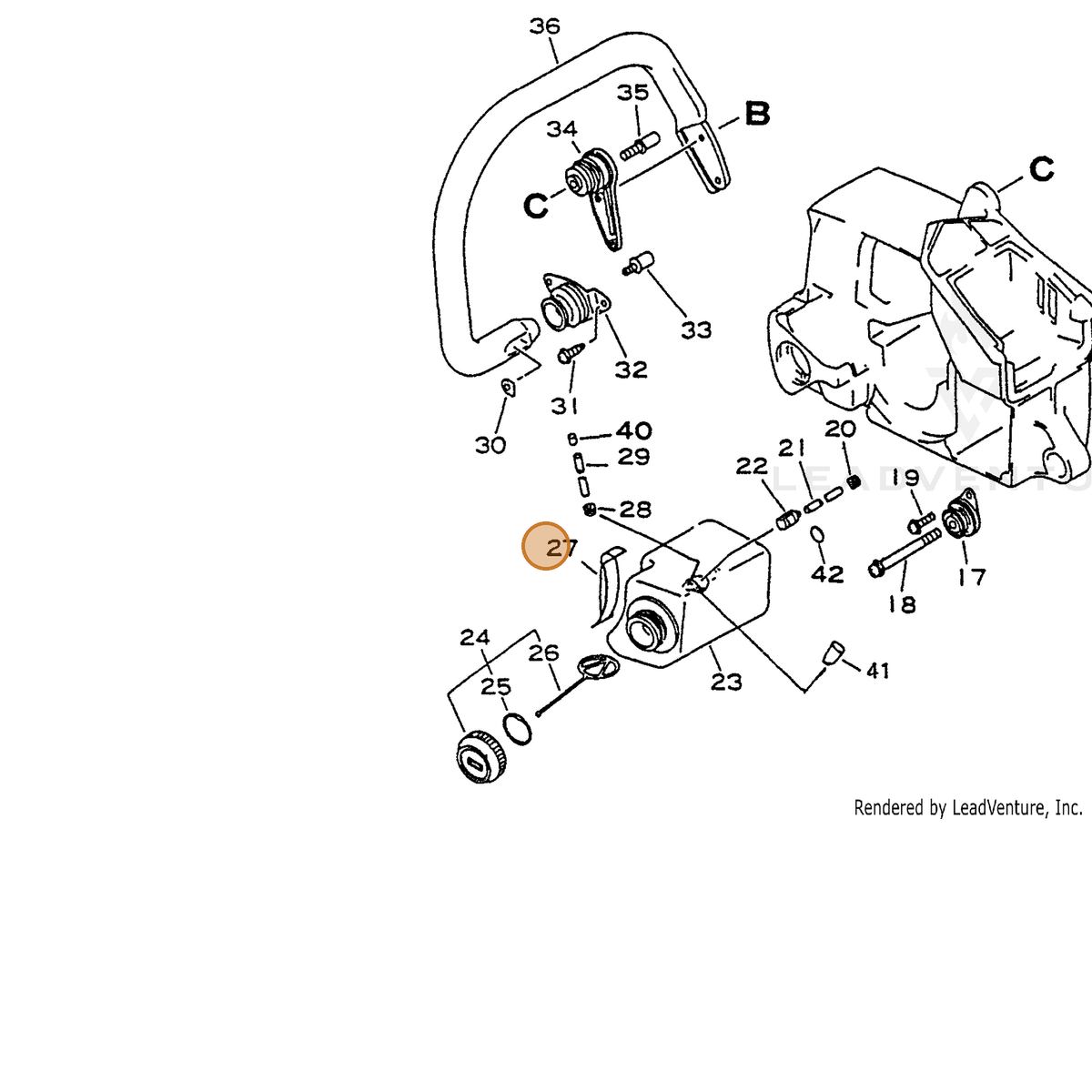 ECHO part 13191035430 — IPL diagram snippet (6x zoom, amber highlight)