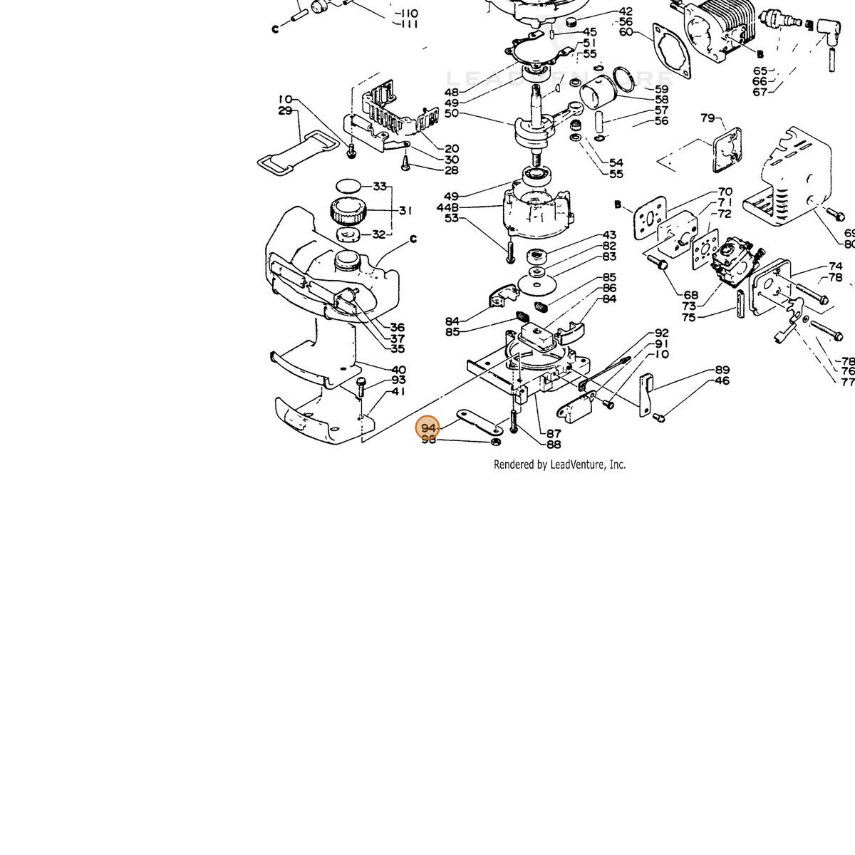 ECHO part 13191102960 — IPL diagram snippet (6x zoom, amber highlight)