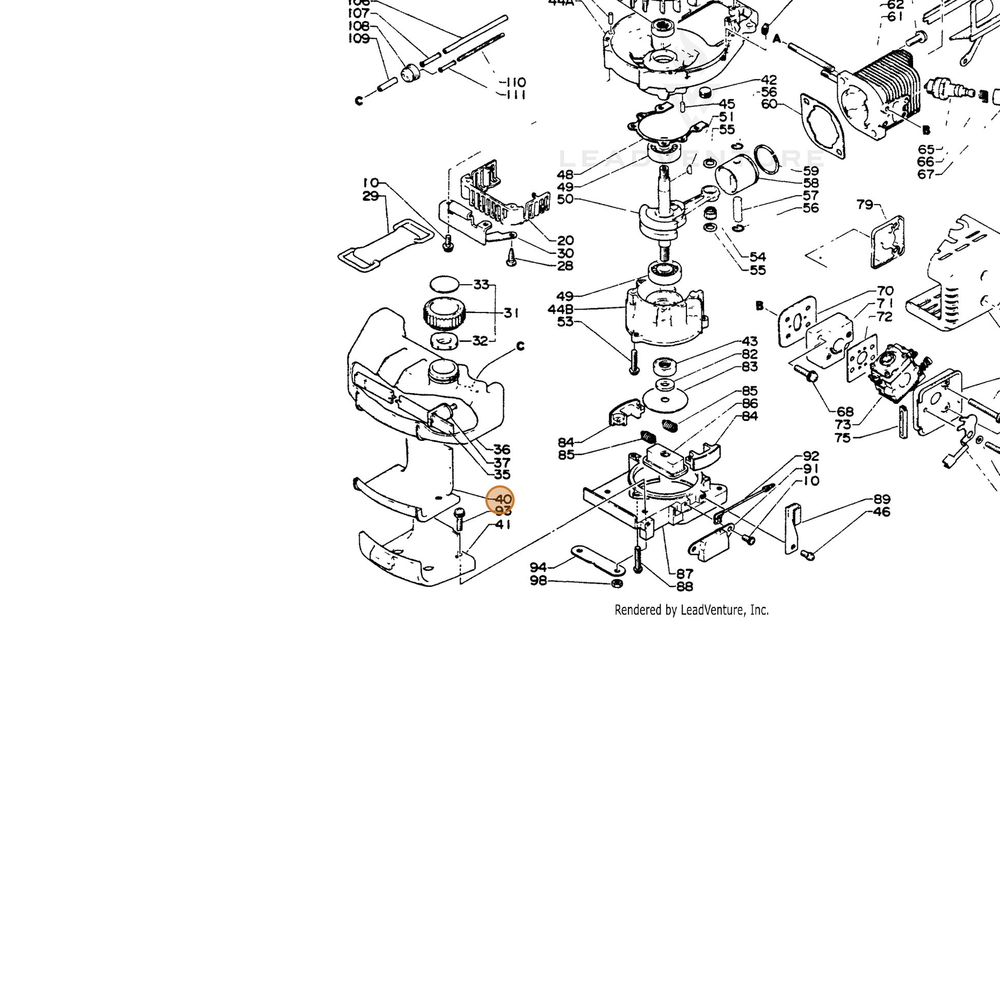 ECHO part 13192002960 — IPL diagram snippet (6x zoom, amber highlight)
