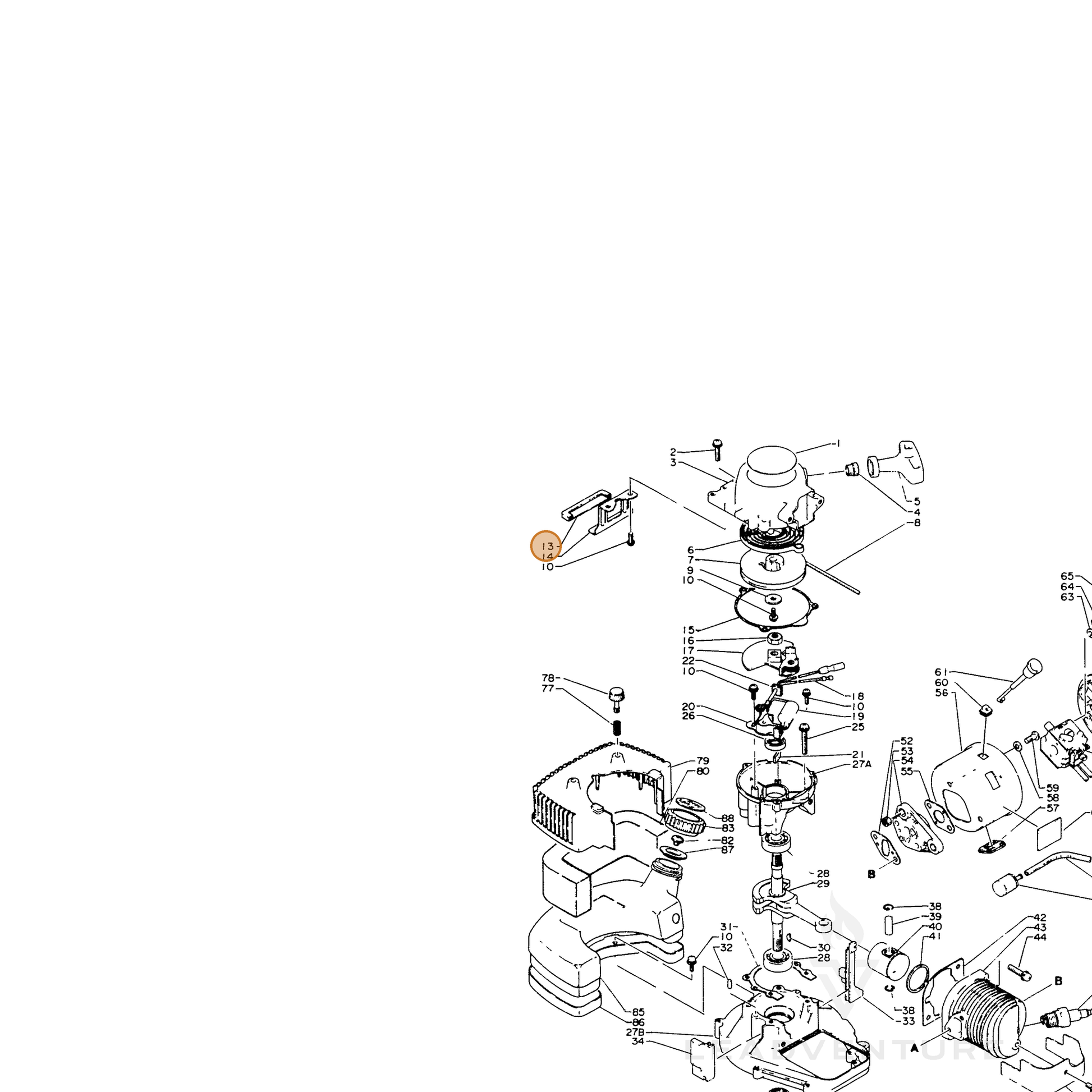 ECHO part 13192007930 — IPL diagram snippet (6x zoom, amber highlight)