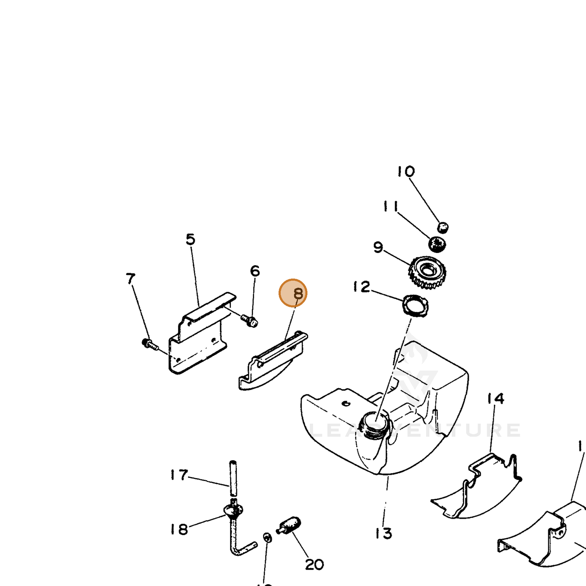 ECHO part 13192024830 — IPL diagram snippet (6x zoom, amber highlight)