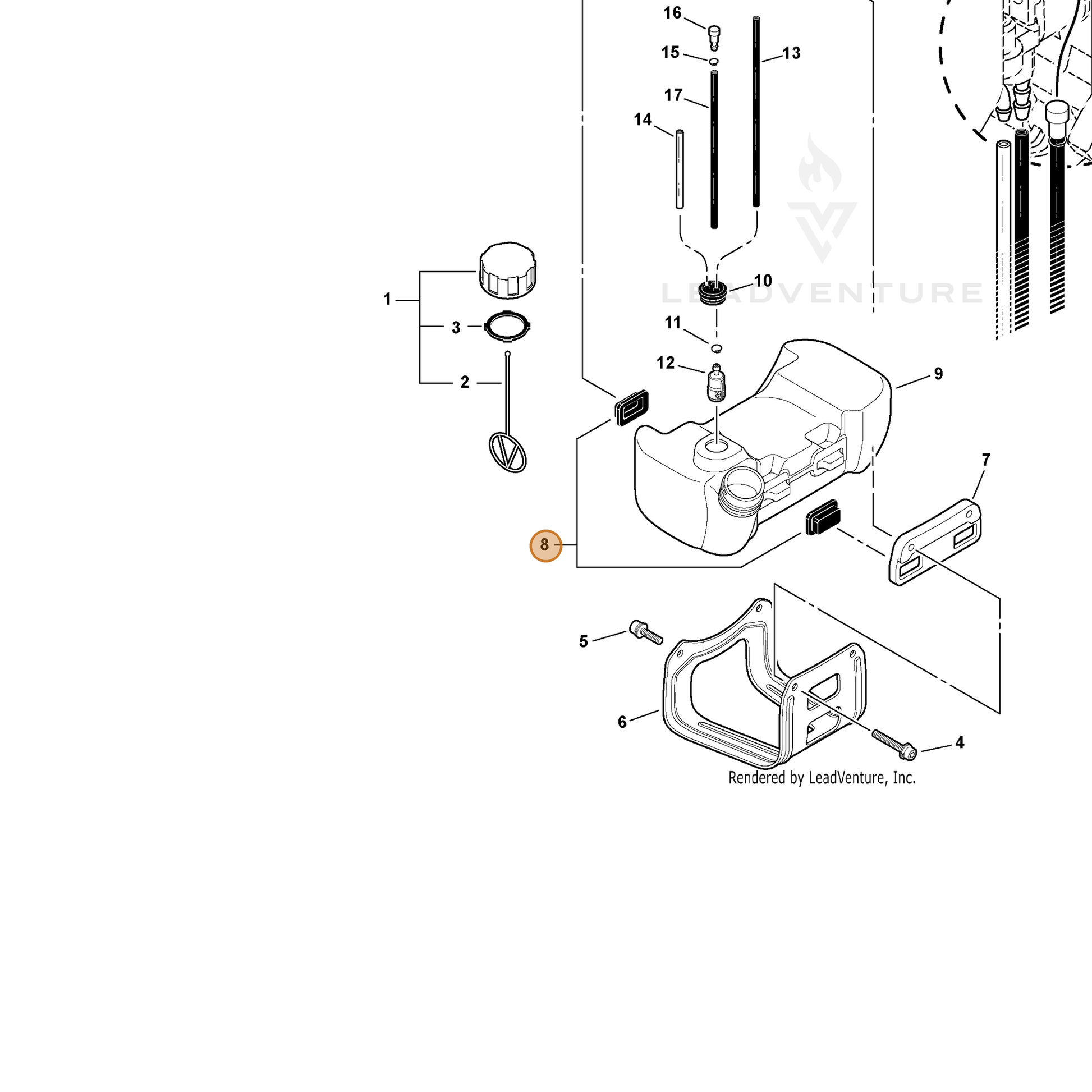 ECHO part 13192055430 — IPL diagram snippet (6x zoom, amber highlight)