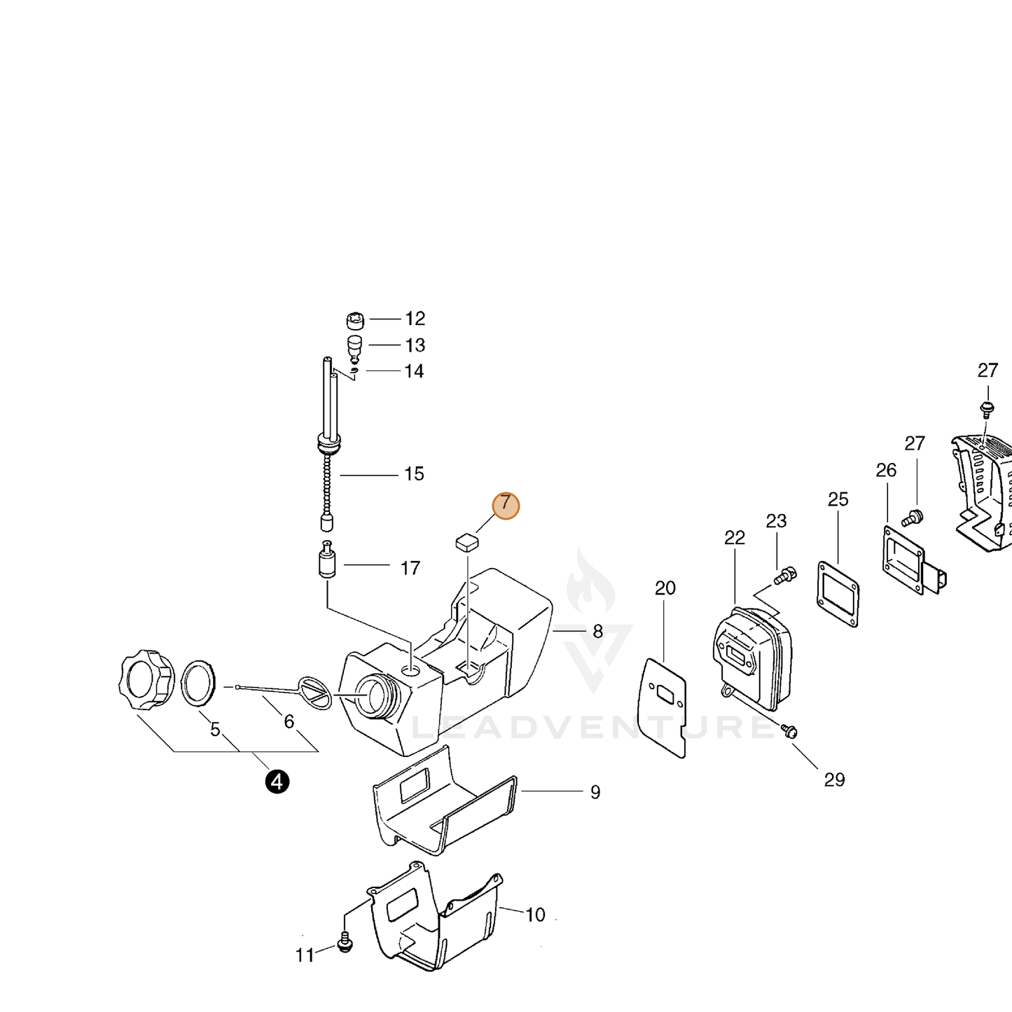 ECHO part 13192311120 — IPL diagram snippet (6x zoom, amber highlight)