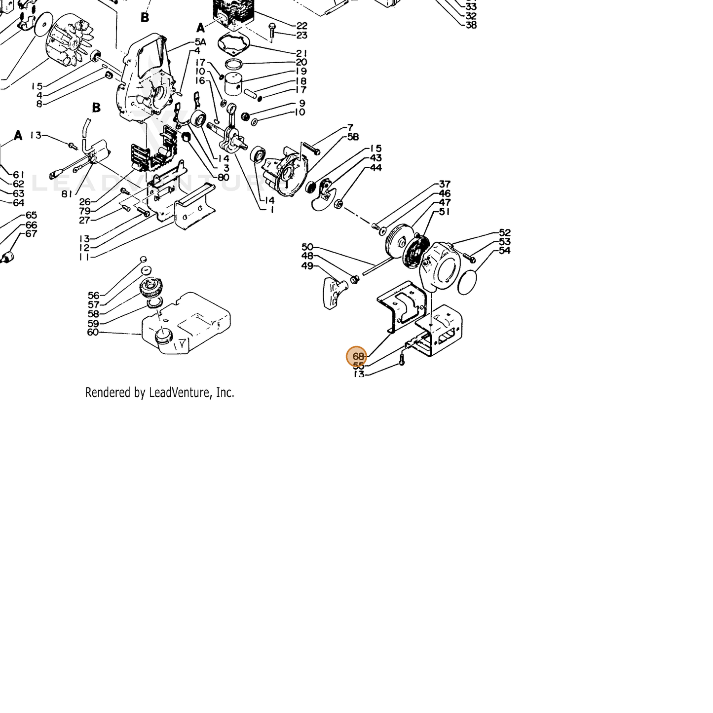 ECHO part 13192407320 — IPL diagram snippet (6x zoom, amber highlight)