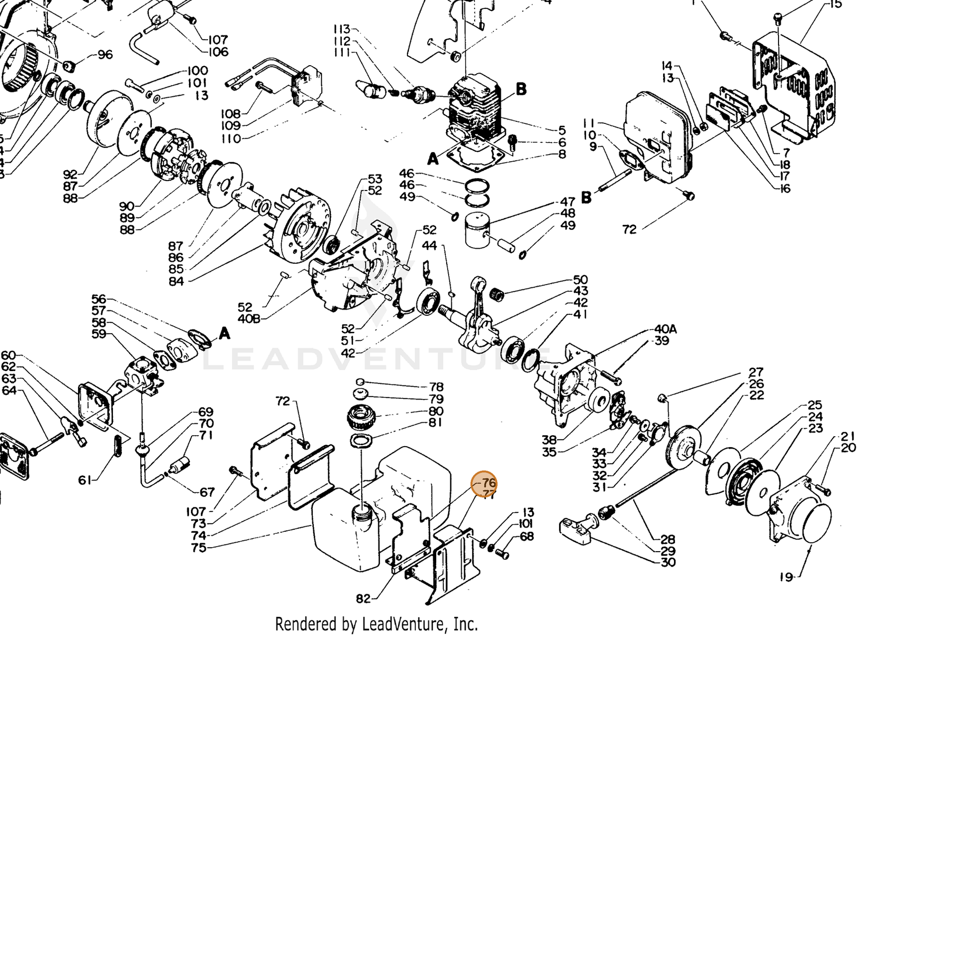 ECHO part 13192421430 — IPL diagram snippet (6x zoom, amber highlight)