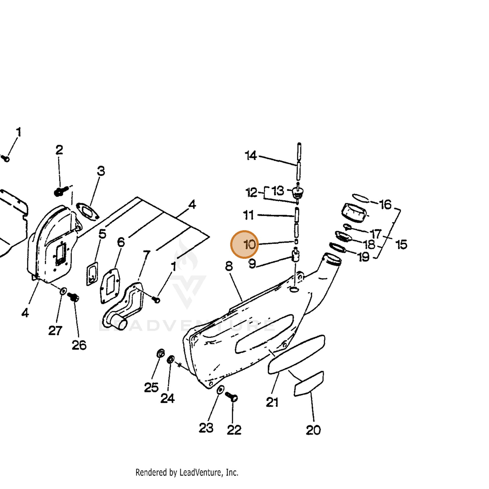 ECHO part 13200115030 — IPL diagram snippet (6x zoom, amber highlight)