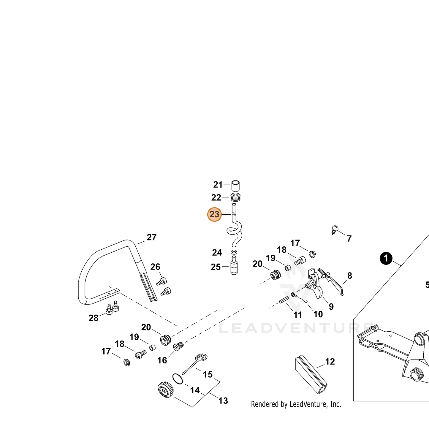 ECHO part 13201000760 — IPL diagram snippet (6x zoom, amber highlight)
