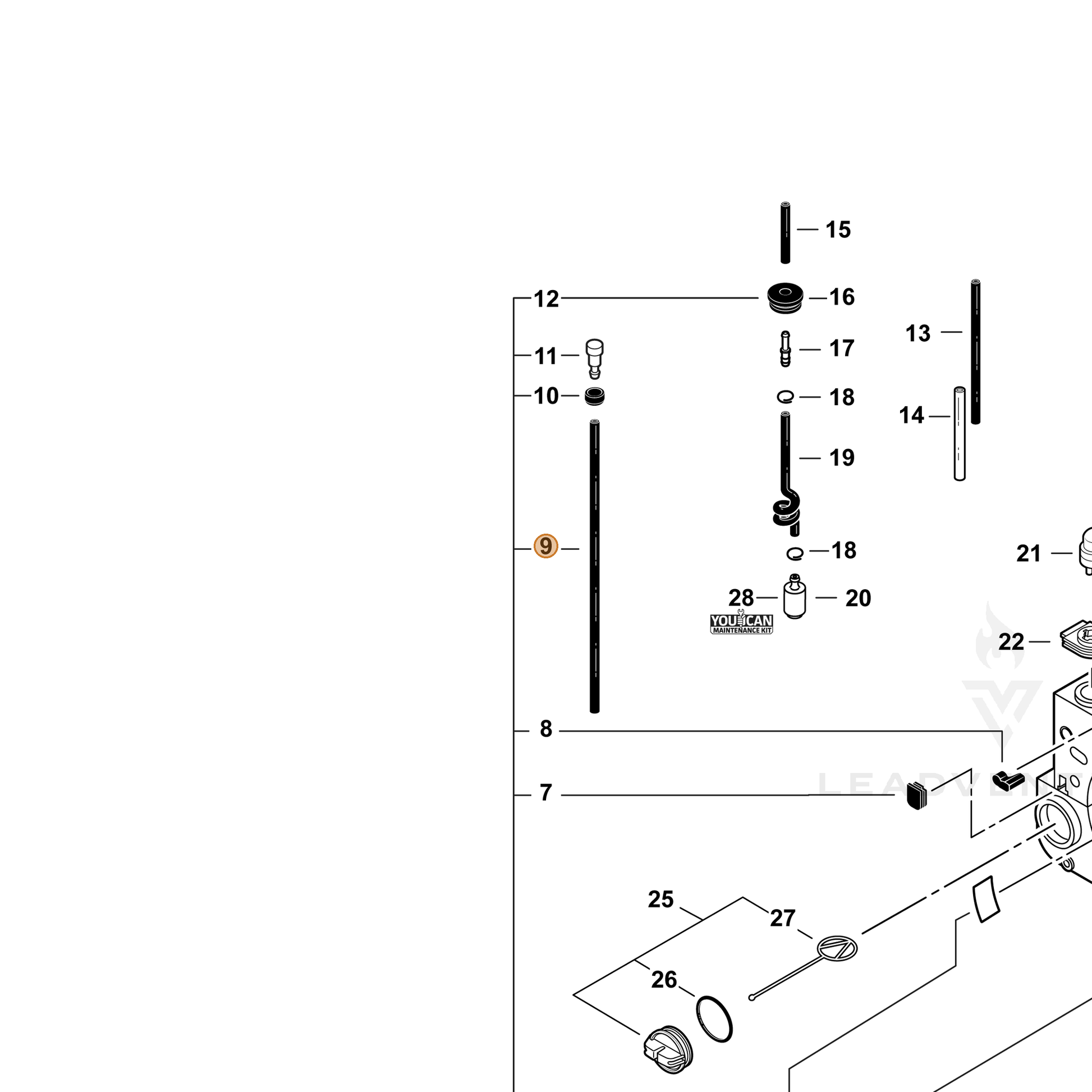 ECHO part 13201004921 — IPL diagram snippet (6x zoom, amber highlight)