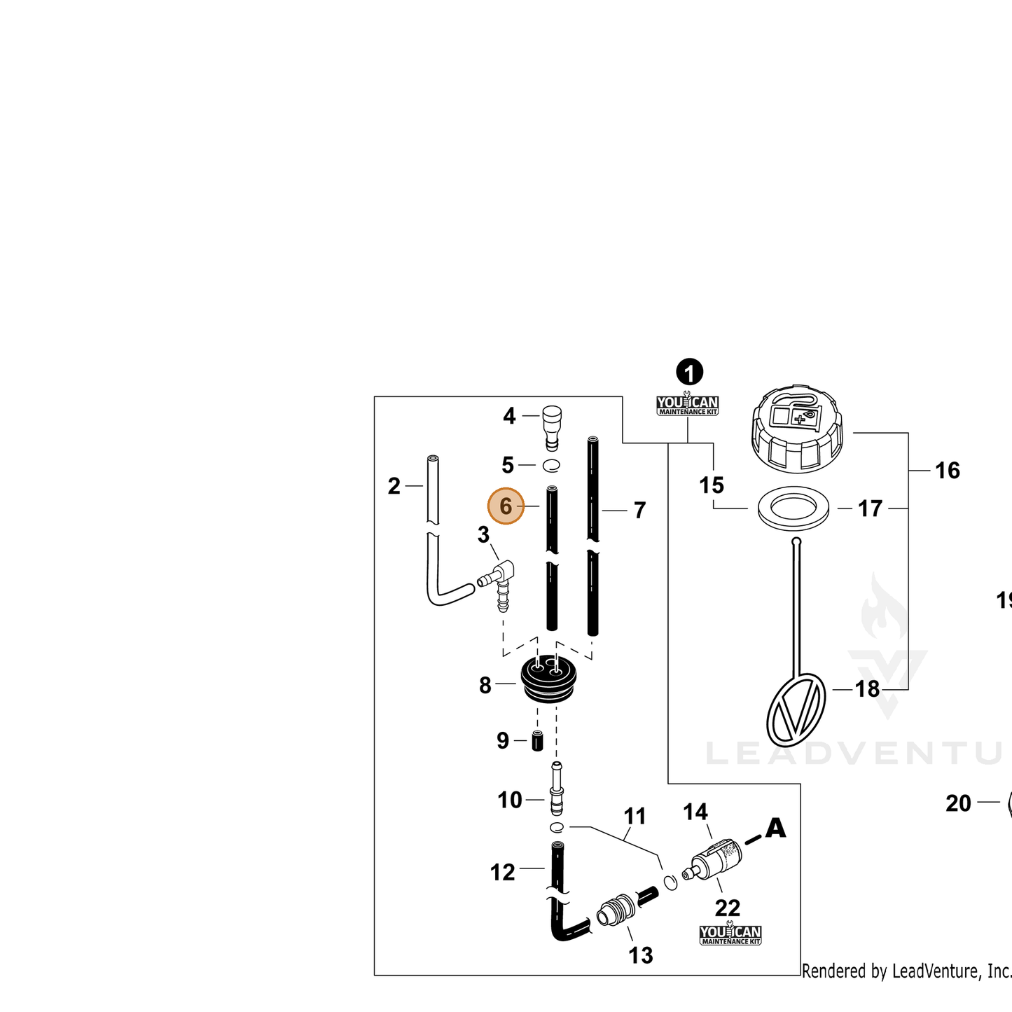 ECHO part 13201006531 — IPL diagram snippet (6x zoom, amber highlight)