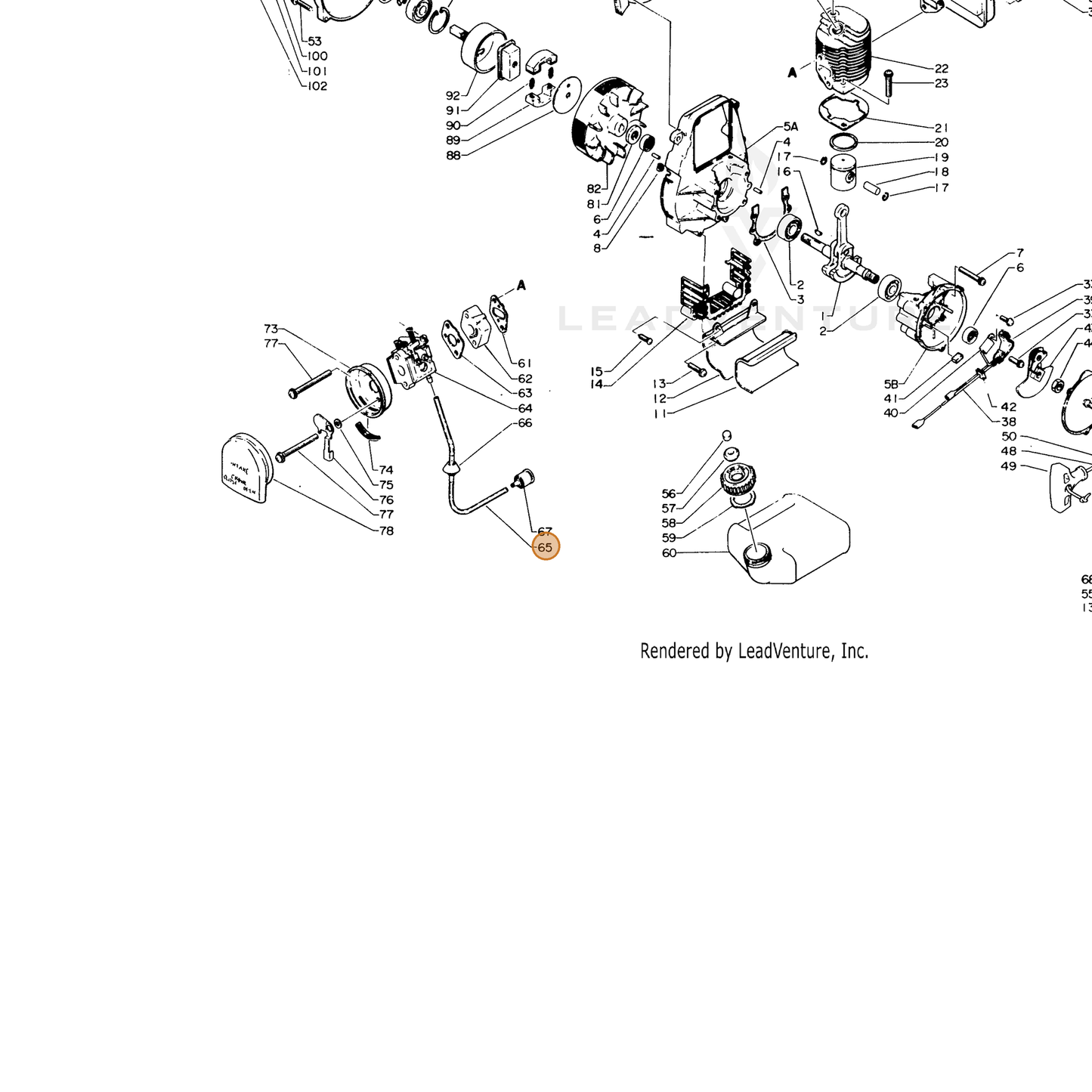 ECHO part 13201007531 — IPL diagram snippet (6x zoom, amber highlight)