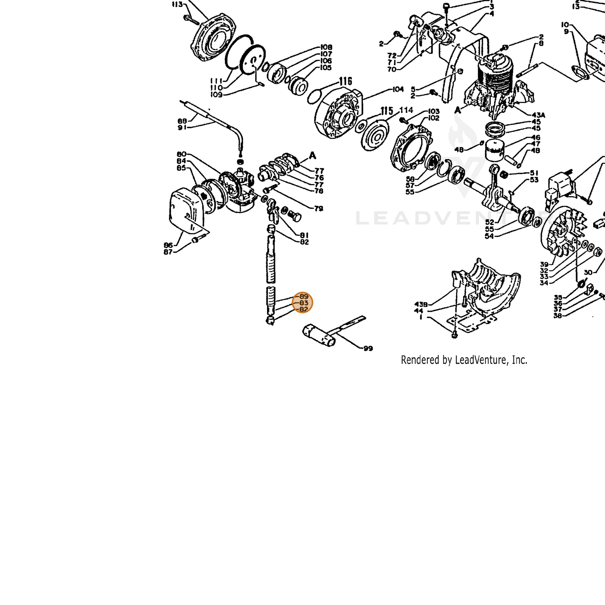 ECHO part 13201010510 — IPL diagram snippet (6x zoom, amber highlight)