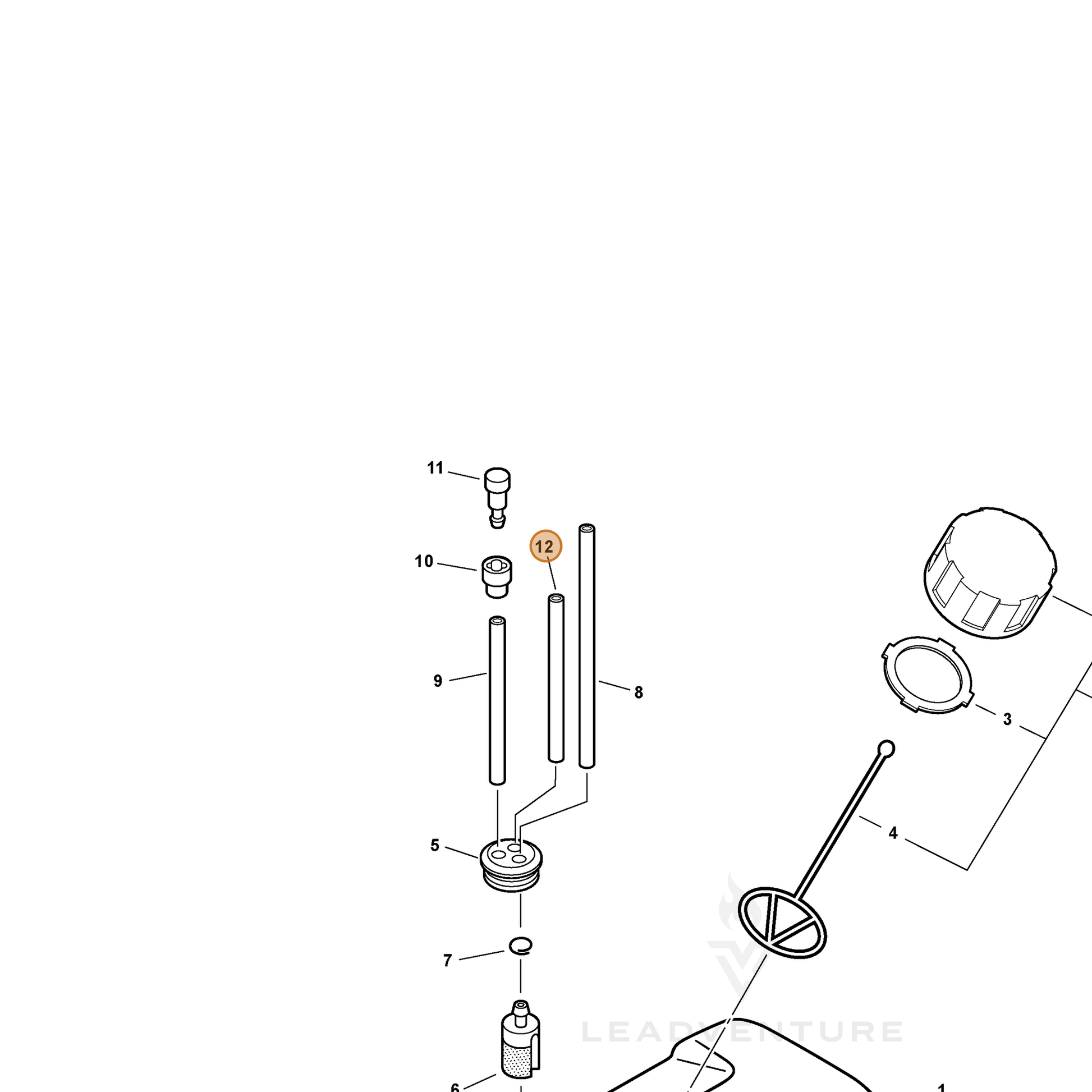 ECHO part 13201014010 — IPL diagram snippet (6x zoom, amber highlight)